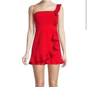 Likely Red Vivianna Asymmetric Ruffle Romper - Size 0